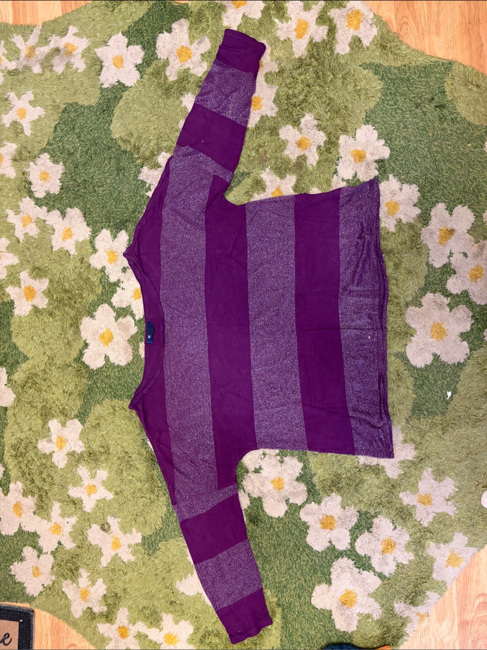 Old Navy Purple Striped Crewneck Sweater
